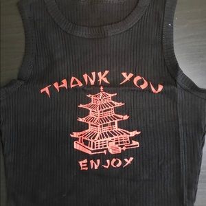 Black “Thank you, enjoy” Crop Top